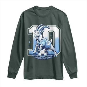 Number Ten The Goat Of Football Fans Long Sleeve Shirt Soccer Lover Gift TS12 Dark Forest Green Print Your Wear