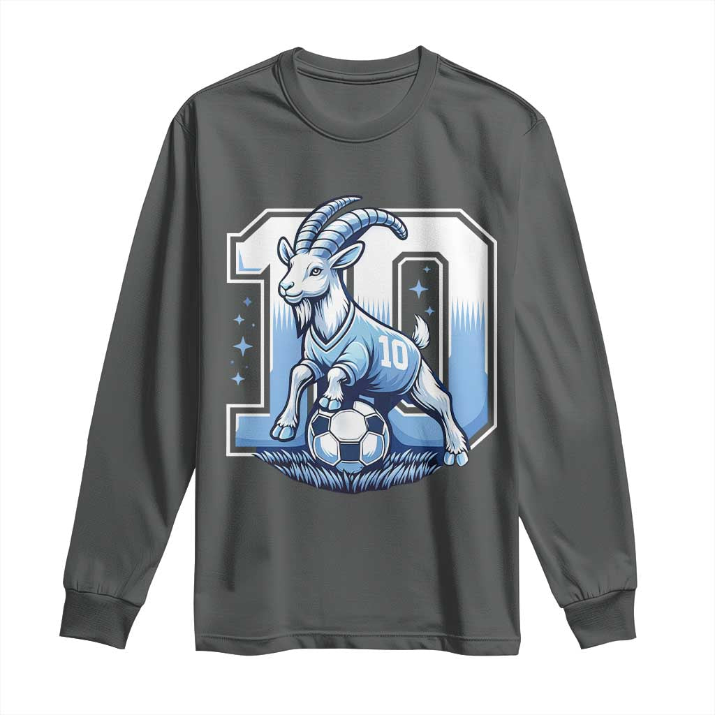 Number Ten The Goat Of Football Fans Long Sleeve Shirt Soccer Lover Gift TS12 Dark Heather Print Your Wear