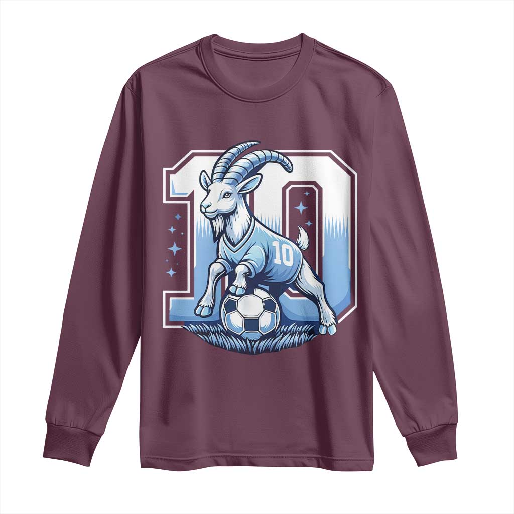 Number Ten The Goat Of Football Fans Long Sleeve Shirt Soccer Lover Gift TS12 Maroon Print Your Wear