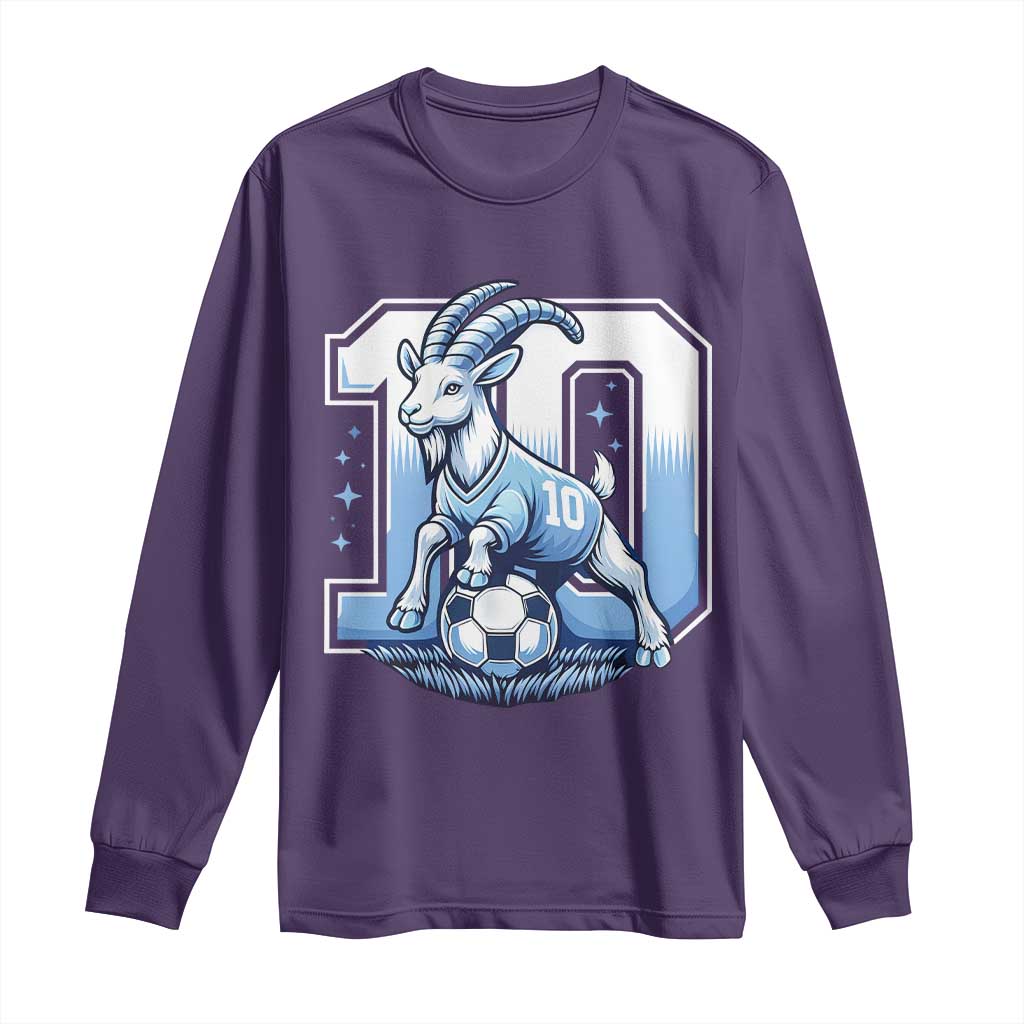 Number Ten The Goat Of Football Fans Long Sleeve Shirt Soccer Lover Gift TS12 Purple Print Your Wear