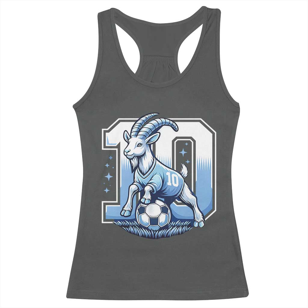 Number Ten The Goat Of Football Fans Racerback Tank Top Soccer Lover Gift TS12 Dark Heather Print Your Wear