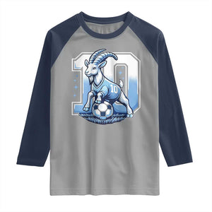 Number Ten The Goat Of Football Fans Raglan Shirt Soccer Lover Gift TS12 Sport Gray Navy Print Your Wear