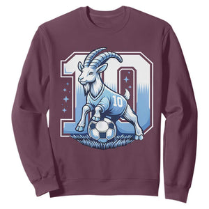 Number Ten The Goat Of Football Fans Sweatshirt Soccer Lover Gift TS12 Maroon Print Your Wear