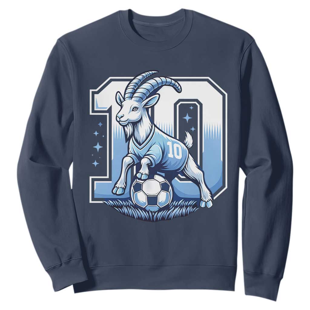 Number Ten The Goat Of Football Fans Sweatshirt Soccer Lover Gift TS12 Navy Print Your Wear
