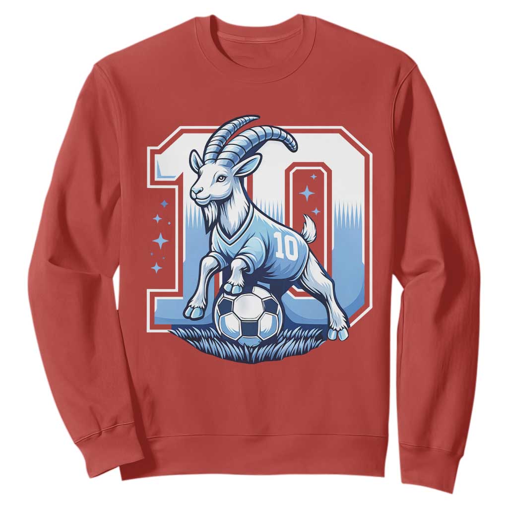 Number Ten The Goat Of Football Fans Sweatshirt Soccer Lover Gift TS12 Red Print Your Wear