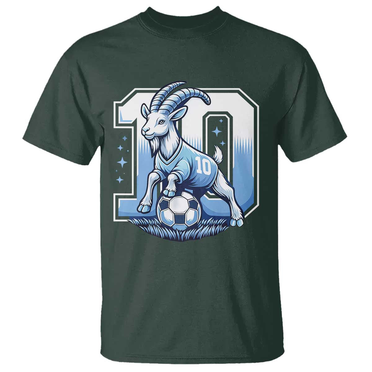 Number Ten The Goat Of Football Fans T Shirt Soccer Lover Gift TS12 Dark Forest Green Print Your Wear