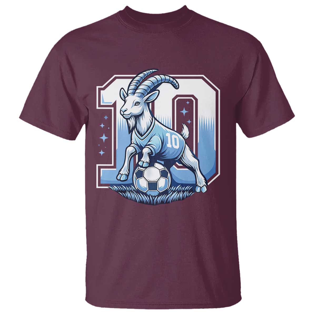 Number Ten The Goat Of Football Fans T Shirt Soccer Lover Gift TS12 Maroon Print Your Wear