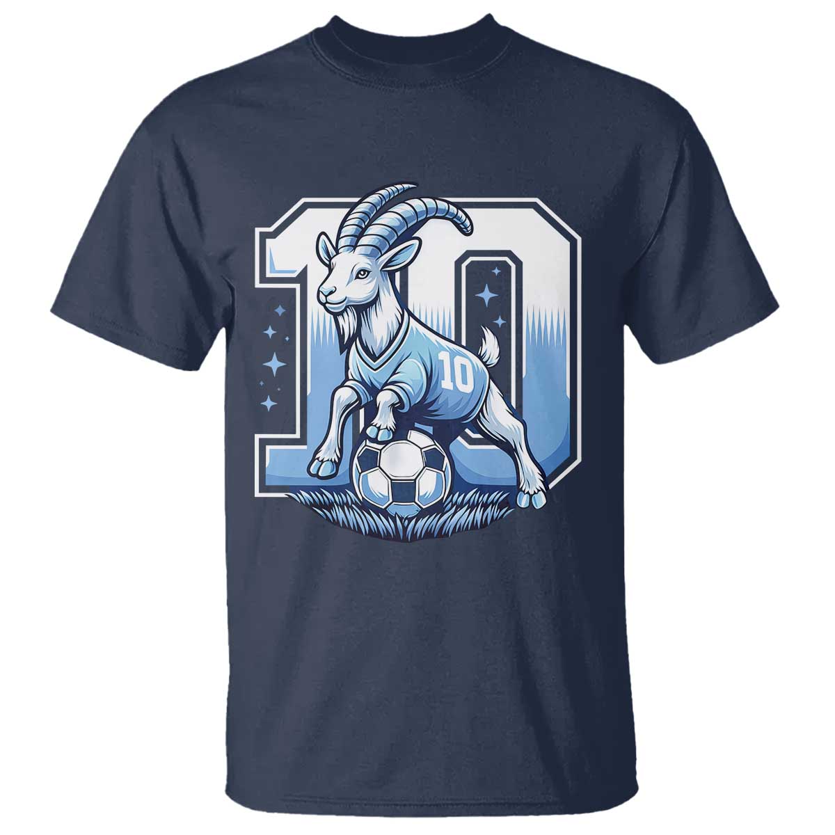 Number Ten The Goat Of Football Fans T Shirt Soccer Lover Gift TS12 Navy Print Your Wear
