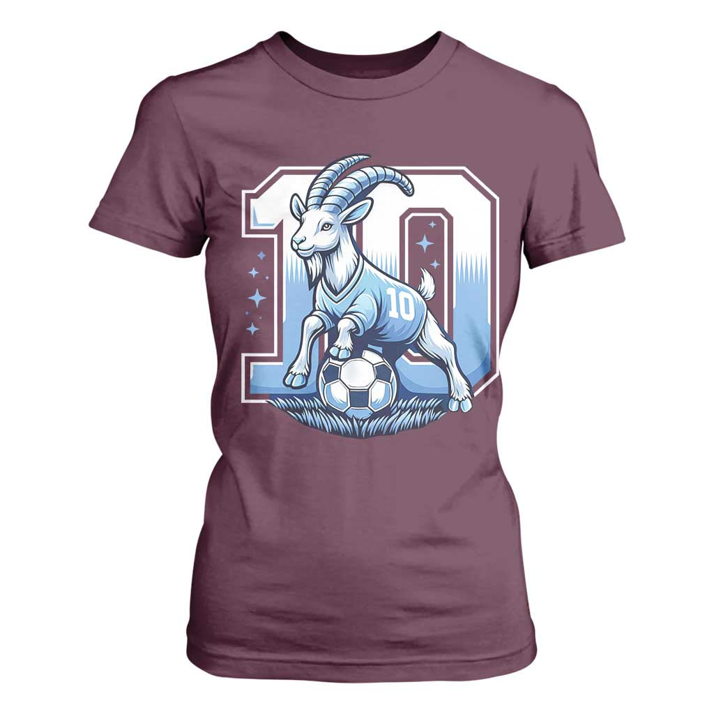 Number Ten The Goat Of Football Fans T Shirt For Women Soccer Lover Gift TS12 Maroon Print Your Wear