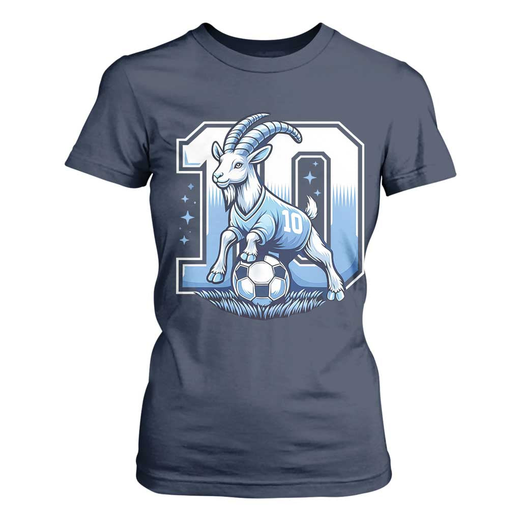 Number Ten The Goat Of Football Fans T Shirt For Women Soccer Lover Gift TS12 Navy Print Your Wear
