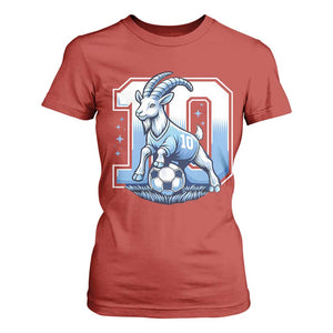 Number Ten The Goat Of Football Fans T Shirt For Women Soccer Lover Gift TS12 Red Print Your Wear