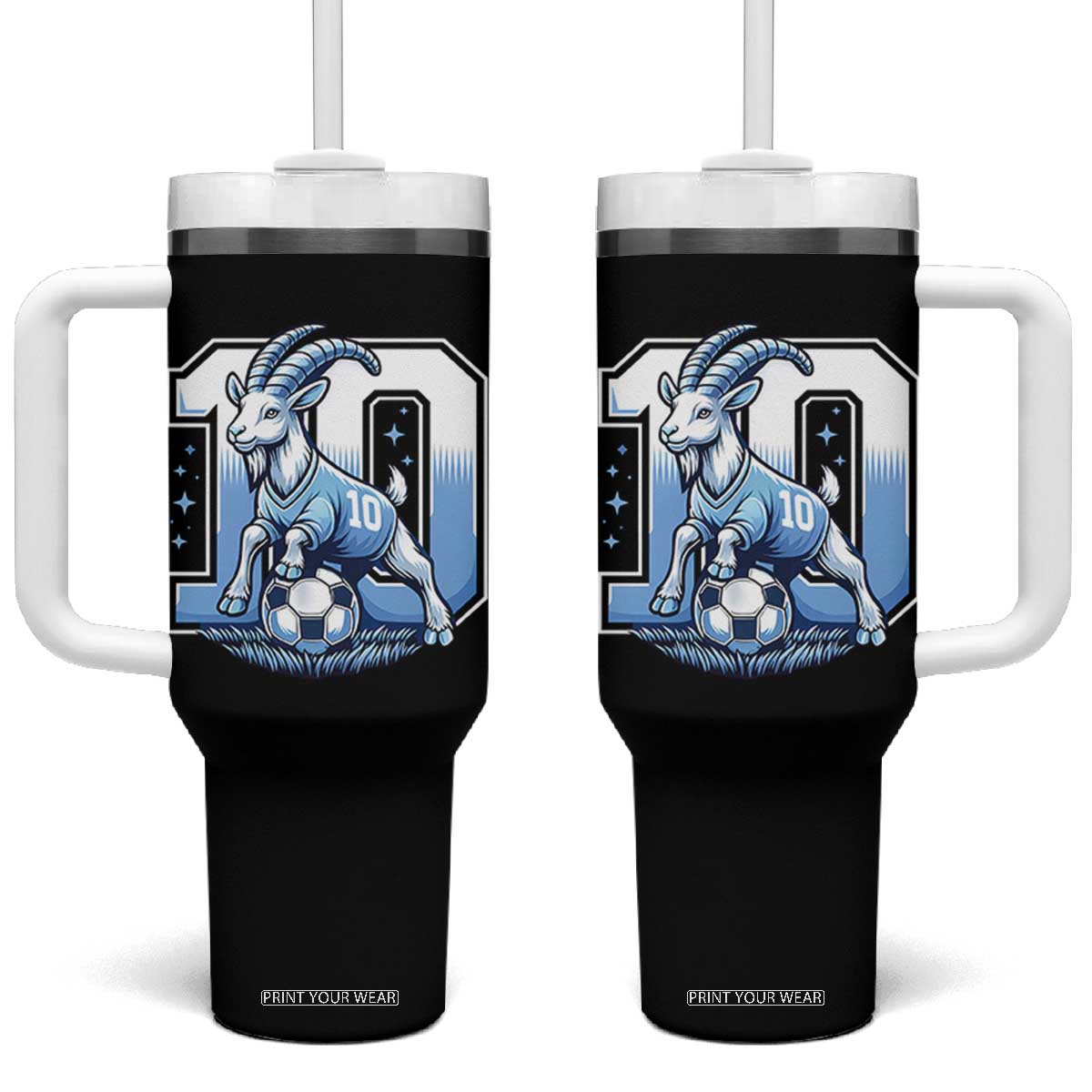 Number Ten The Goat Of Football Fans Tumbler With Handle Soccer Lover Gift TS12 One Size: 40 oz Black Print Your Wear