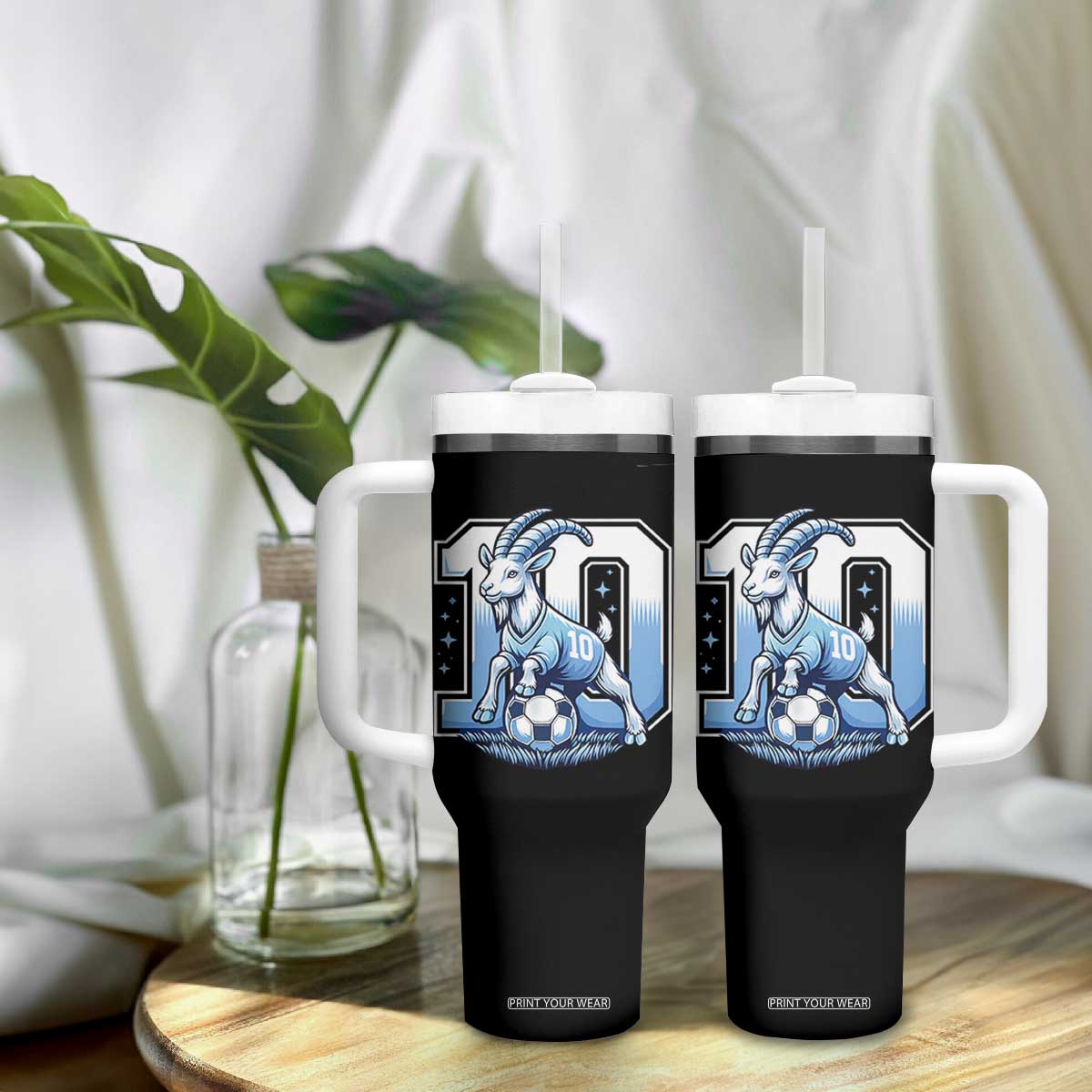 Number Ten The Goat Of Football Fans Tumbler With Handle Soccer Lover Gift TS12 Print Your Wear