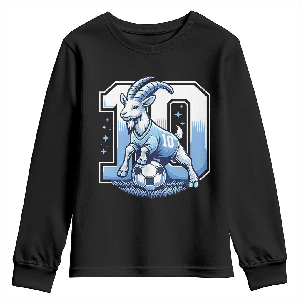 Number Ten The Goat Of Football Fans Youth Sweatshirt Soccer Lover Gift TS12 Black Print Your Wear