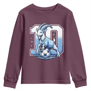Number Ten The Goat Of Football Fans Youth Sweatshirt Soccer Lover Gift TS12 Maroon Print Your Wear