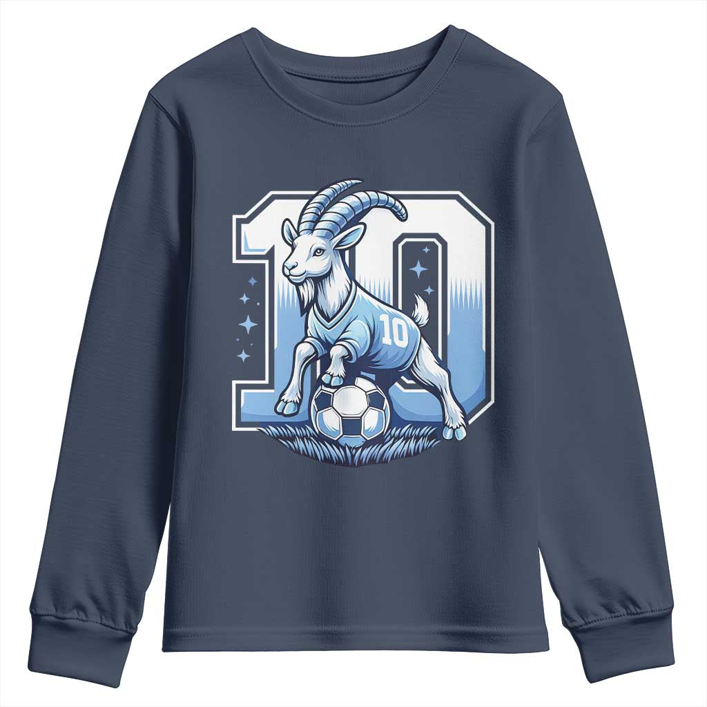 Number Ten The Goat Of Football Fans Youth Sweatshirt Soccer Lover Gift TS12 Navy Print Your Wear