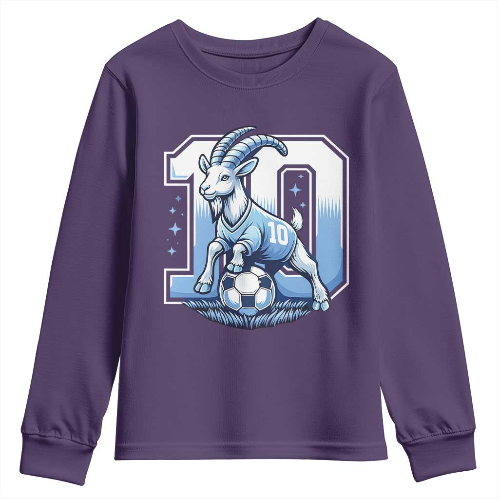 Number Ten The Goat Of Football Fans Youth Sweatshirt Soccer Lover Gift TS12 Purple Print Your Wear