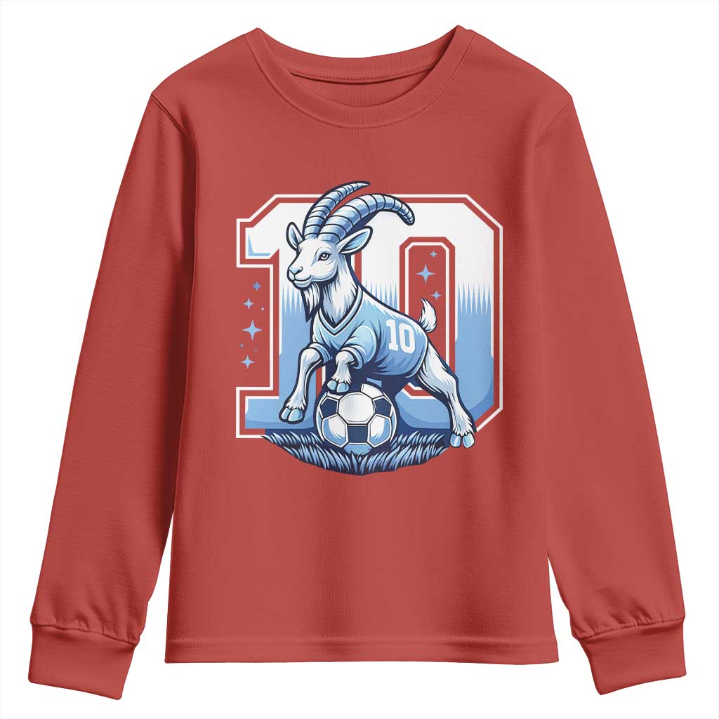 Number Ten The Goat Of Football Fans Youth Sweatshirt Soccer Lover Gift TS12 Red Print Your Wear