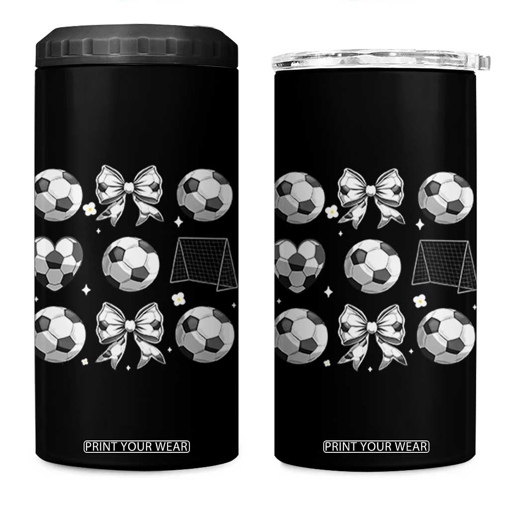 Game Day Coquette Aesthetic 4 in 1 Can Cooler Tumbler Soccer Mom Gifts TS12 One Size: 16 oz Black Print Your Wear