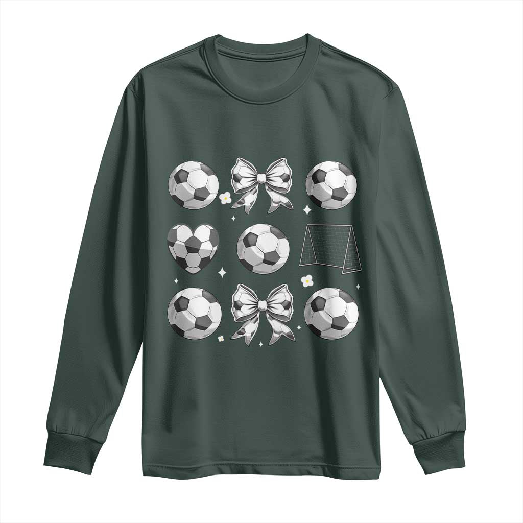 Game Day Coquette Aesthetic Long Sleeve Shirt Soccer Mom Gifts TS12 Dark Forest Green Print Your Wear