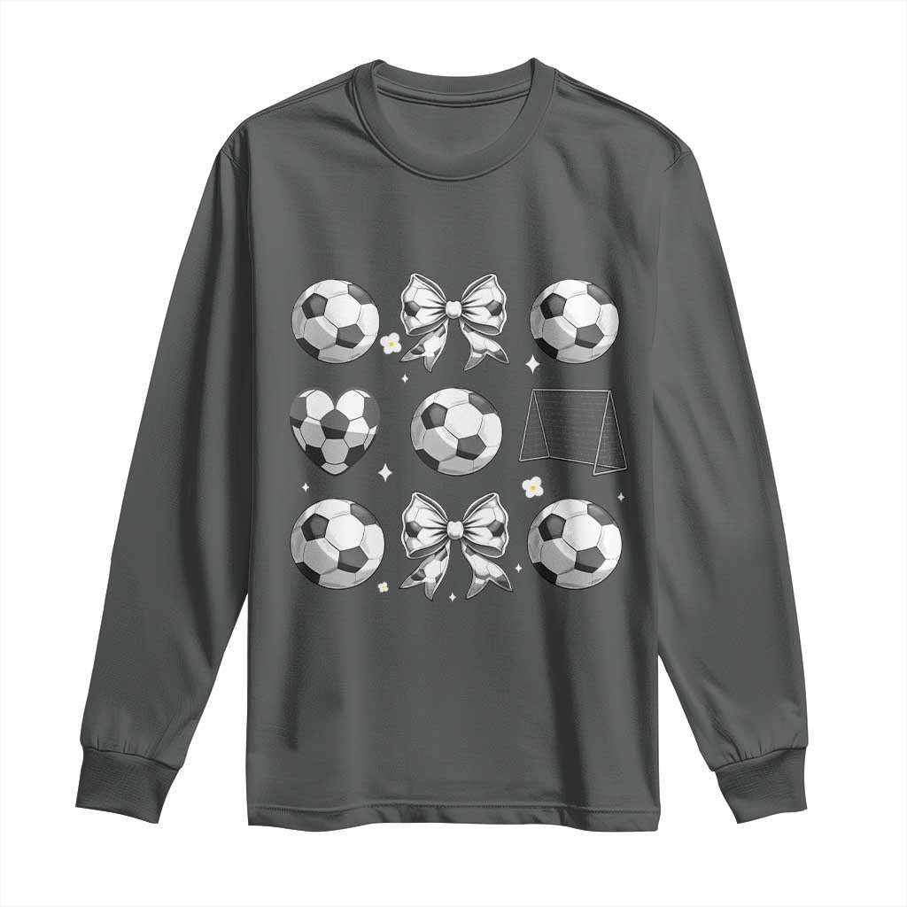 Game Day Coquette Aesthetic Long Sleeve Shirt Soccer Mom Gifts TS12 Dark Heather Print Your Wear