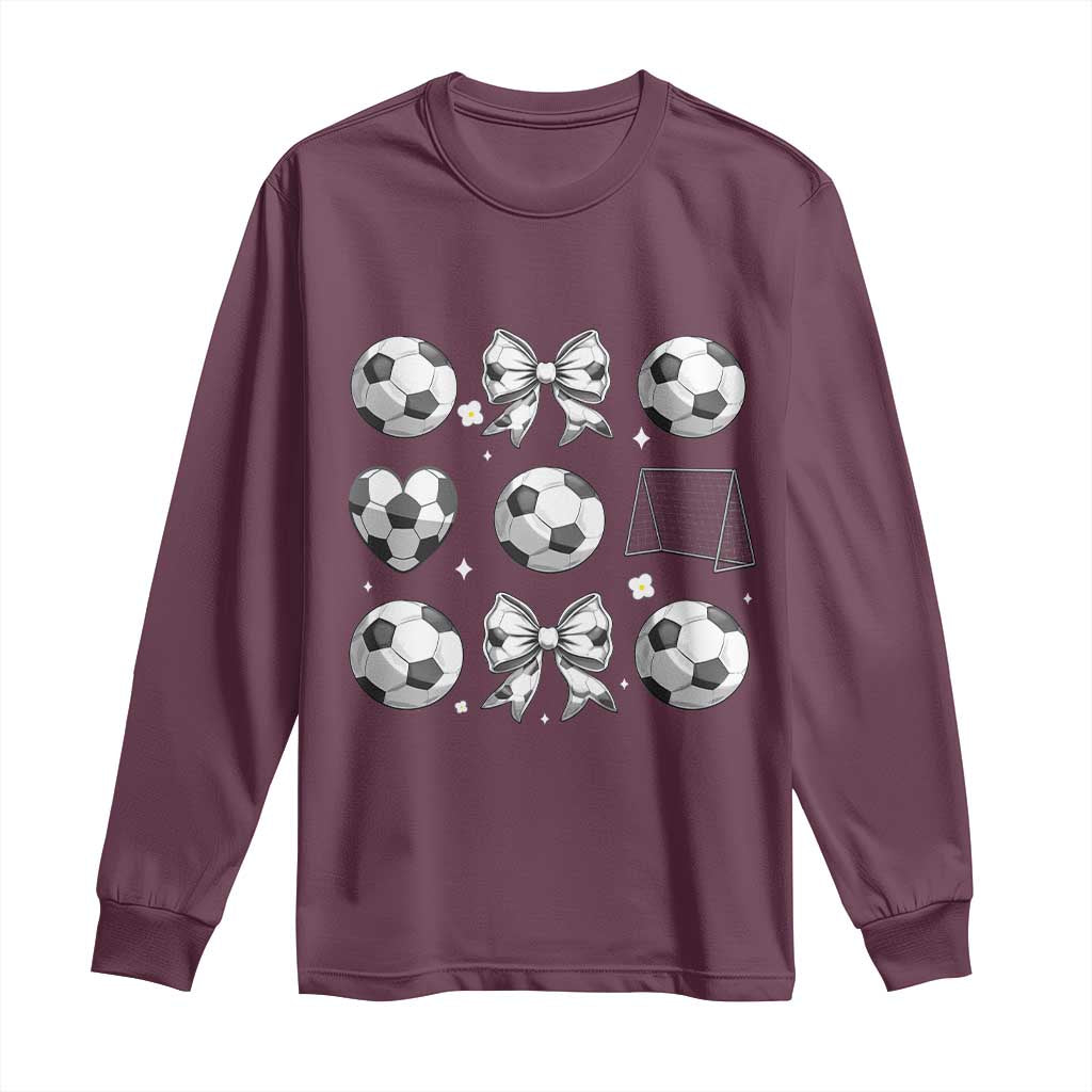 Game Day Coquette Aesthetic Long Sleeve Shirt Soccer Mom Gifts TS12 Maroon Print Your Wear