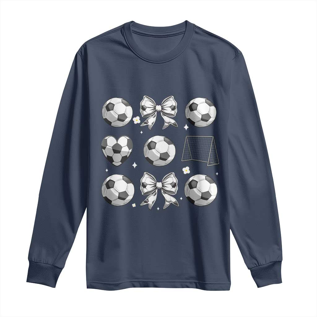 Game Day Coquette Aesthetic Long Sleeve Shirt Soccer Mom Gifts TS12 Navy Print Your Wear