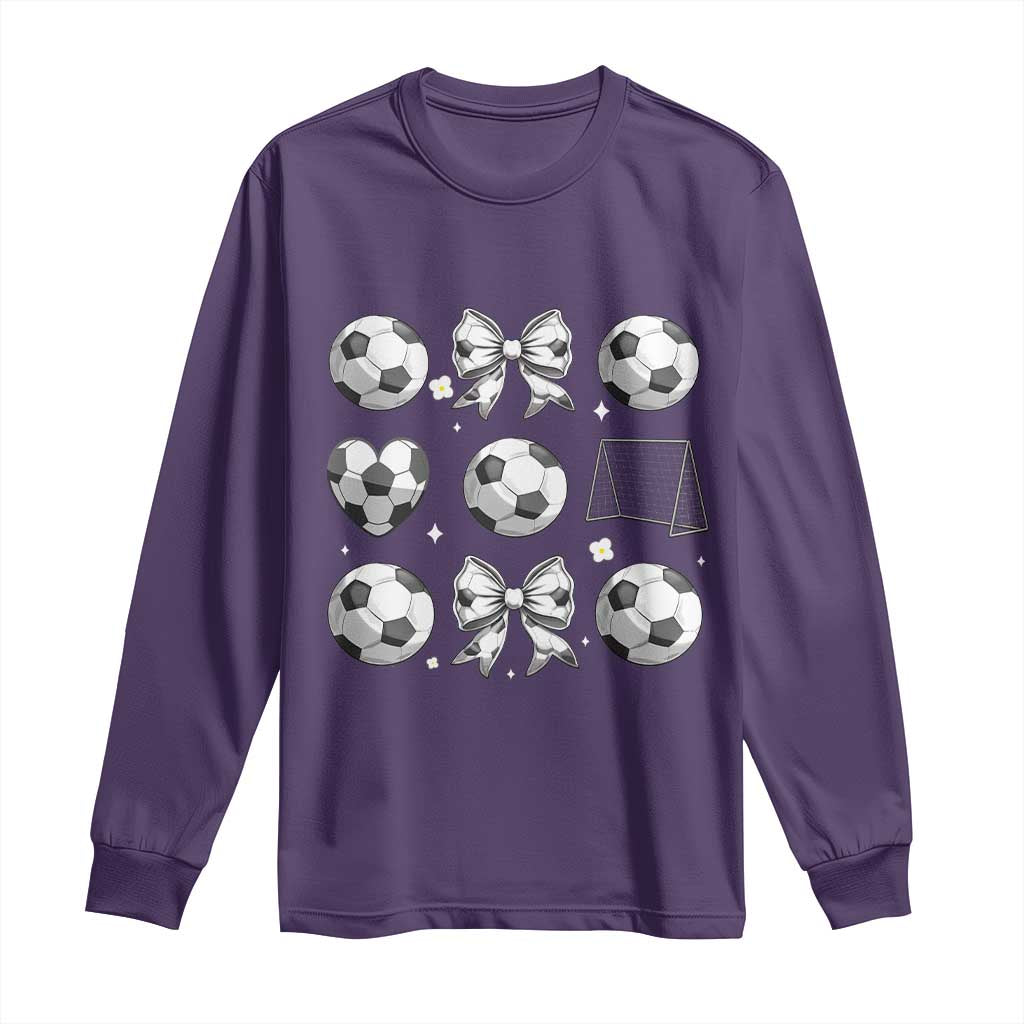 Game Day Coquette Aesthetic Long Sleeve Shirt Soccer Mom Gifts TS12 Purple Print Your Wear
