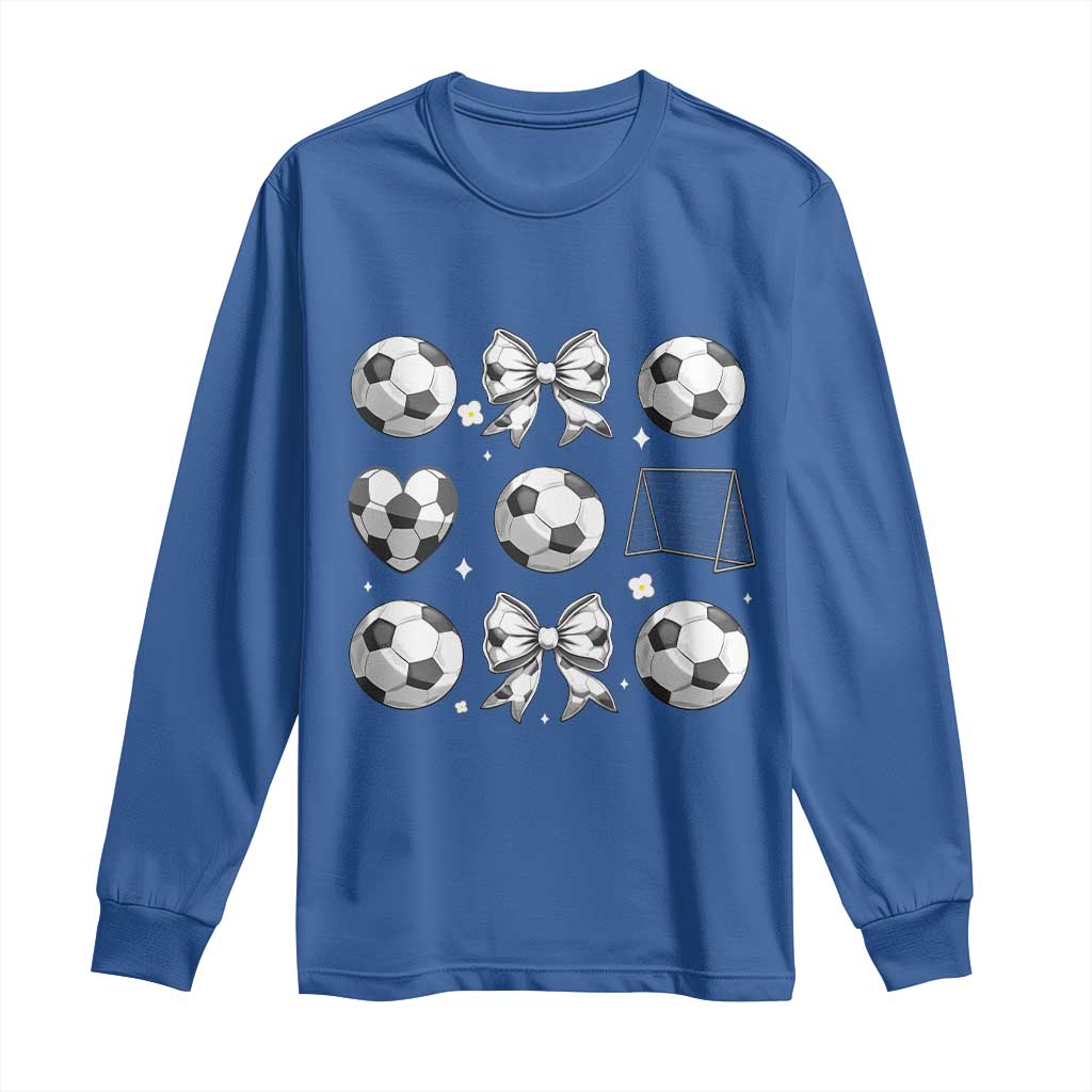 Game Day Coquette Aesthetic Long Sleeve Shirt Soccer Mom Gifts TS12 Royal Blue Print Your Wear