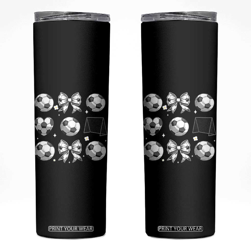 Game Day Coquette Aesthetic Skinny Tumbler Soccer Mom Gifts TS12 Black Print Your Wear