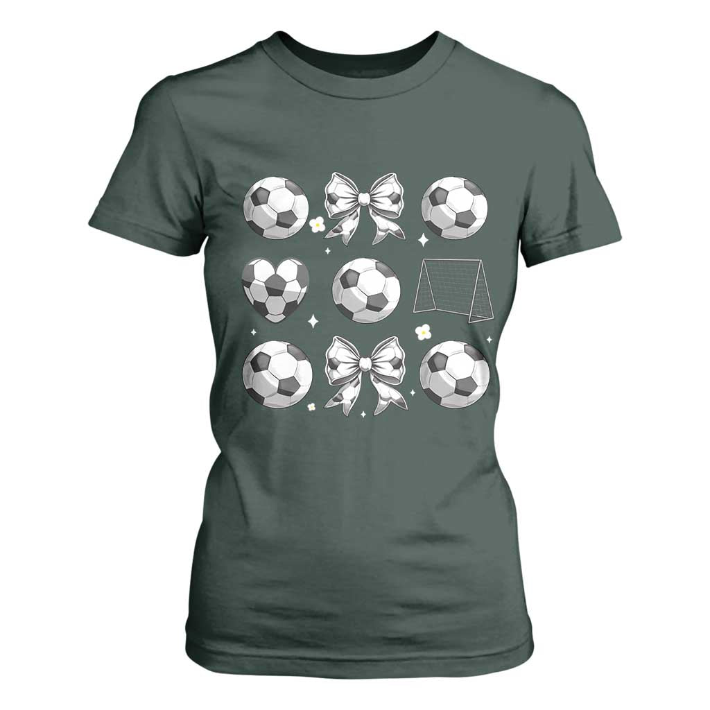 Game Day Coquette Aesthetic T Shirt For Women Soccer Mom Gifts TS12 Dark Forest Green Print Your Wear