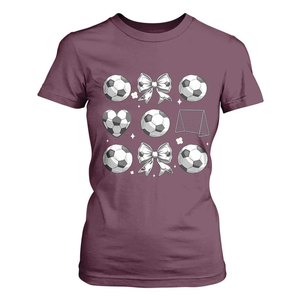 Game Day Coquette Aesthetic T Shirt For Women Soccer Mom Gifts TS12 Maroon Print Your Wear