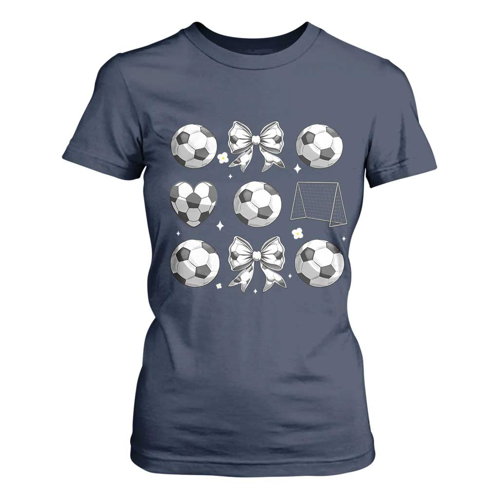 Game Day Coquette Aesthetic T Shirt For Women Soccer Mom Gifts TS12 Navy Print Your Wear