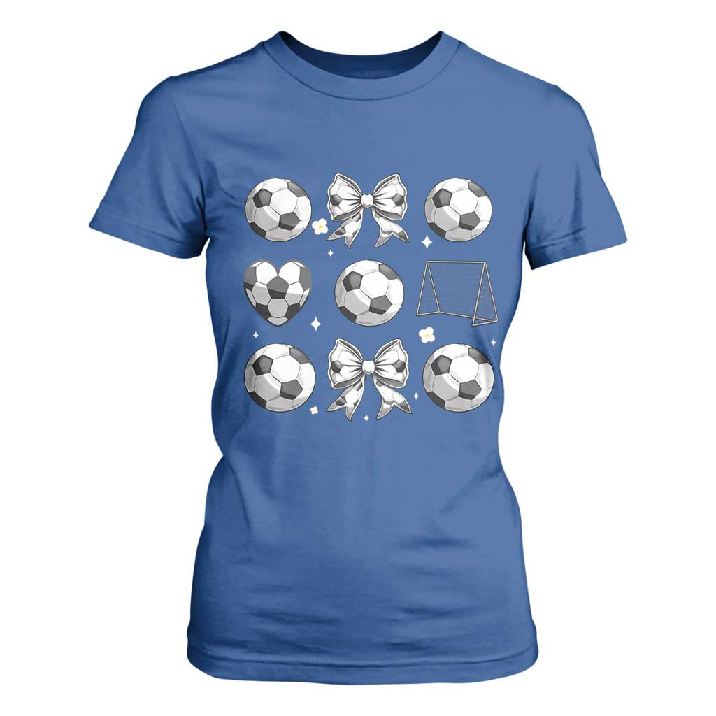 Game Day Coquette Aesthetic T Shirt For Women Soccer Mom Gifts TS12 Royal Blue Print Your Wear