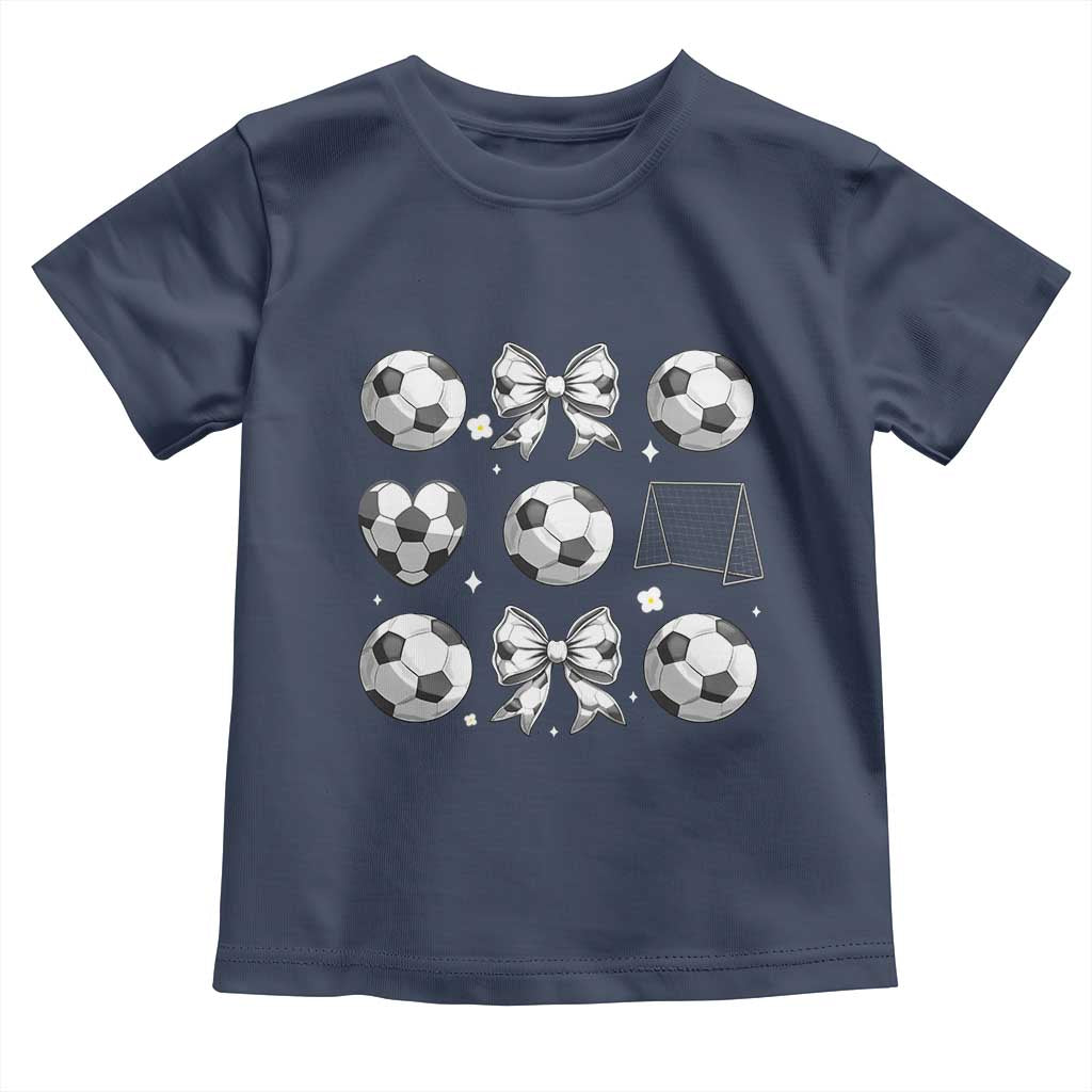 Game Day Coquette Aesthetic Toddler T Shirt Soccer Mom Gifts TS12 Navy Print Your Wear