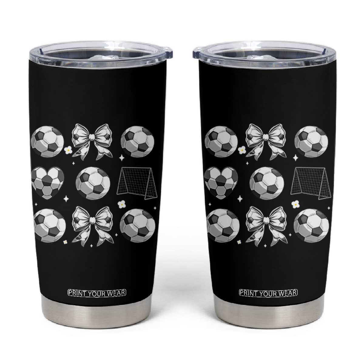 Game Day Coquette Aesthetic Tumbler Cup Soccer Mom Gifts TS12 Black Print Your Wear