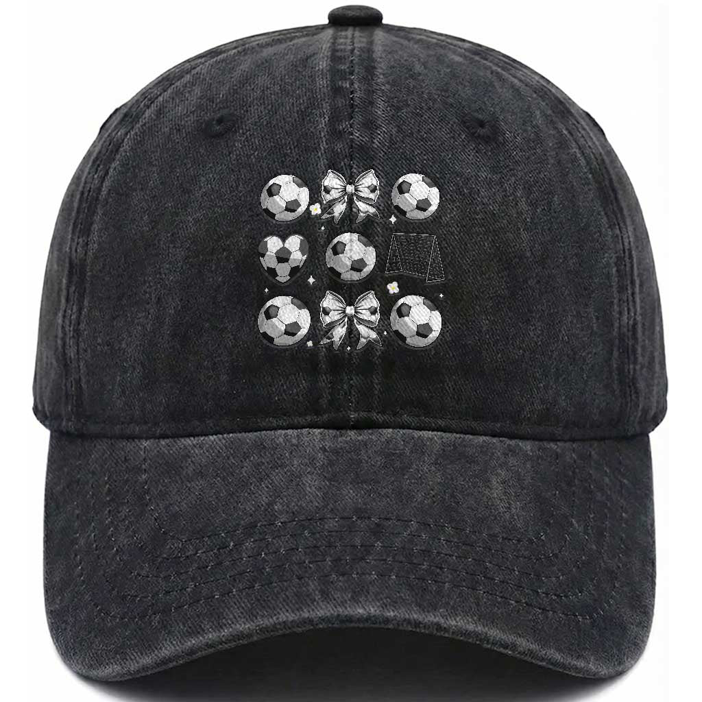 Game Day Coquette Aesthetic Washed Cotton Baseball Cap Soccer Mom Gifts TS12 Print Your Wear