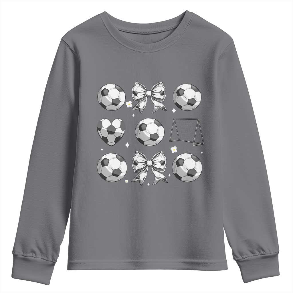 Game Day Coquette Aesthetic Youth Sweatshirt Soccer Mom Gifts TS12 Charcoal Print Your Wear