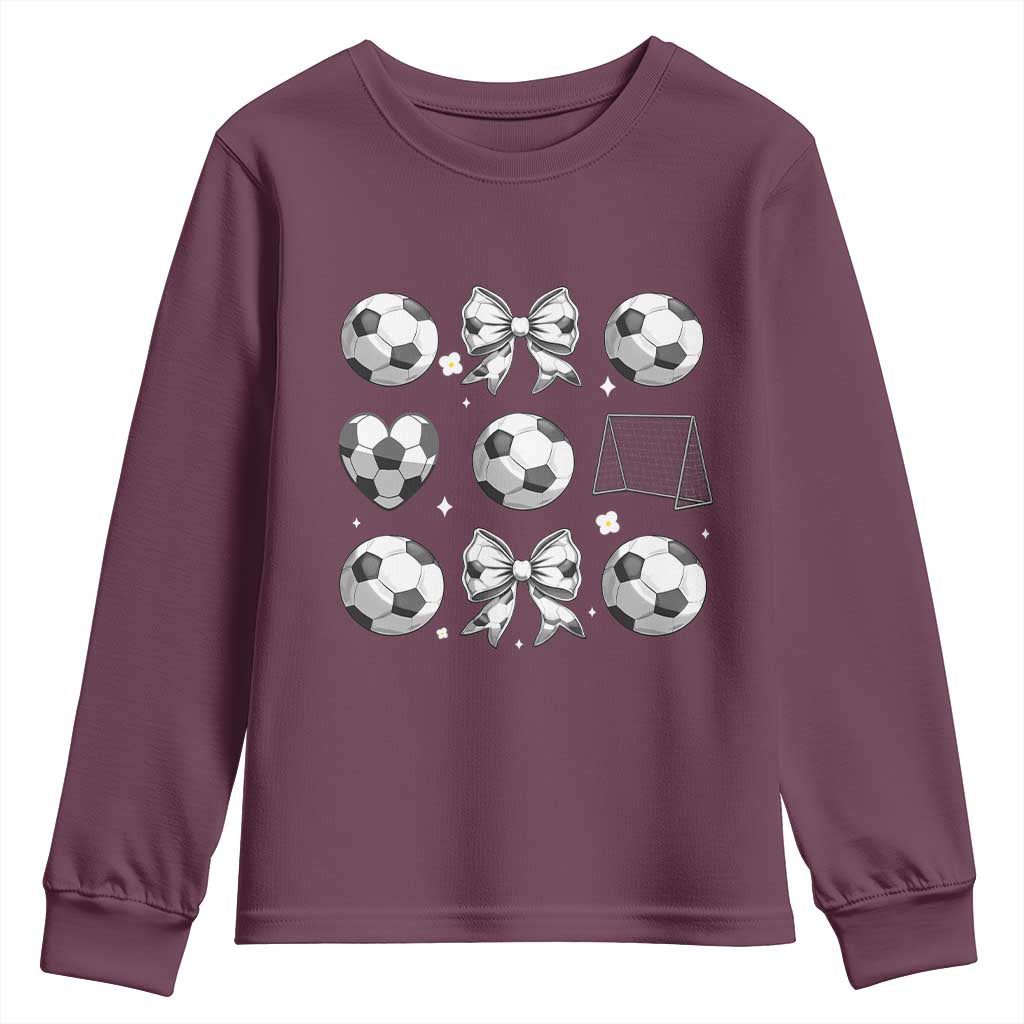 Game Day Coquette Aesthetic Youth Sweatshirt Soccer Mom Gifts TS12 Maroon Print Your Wear