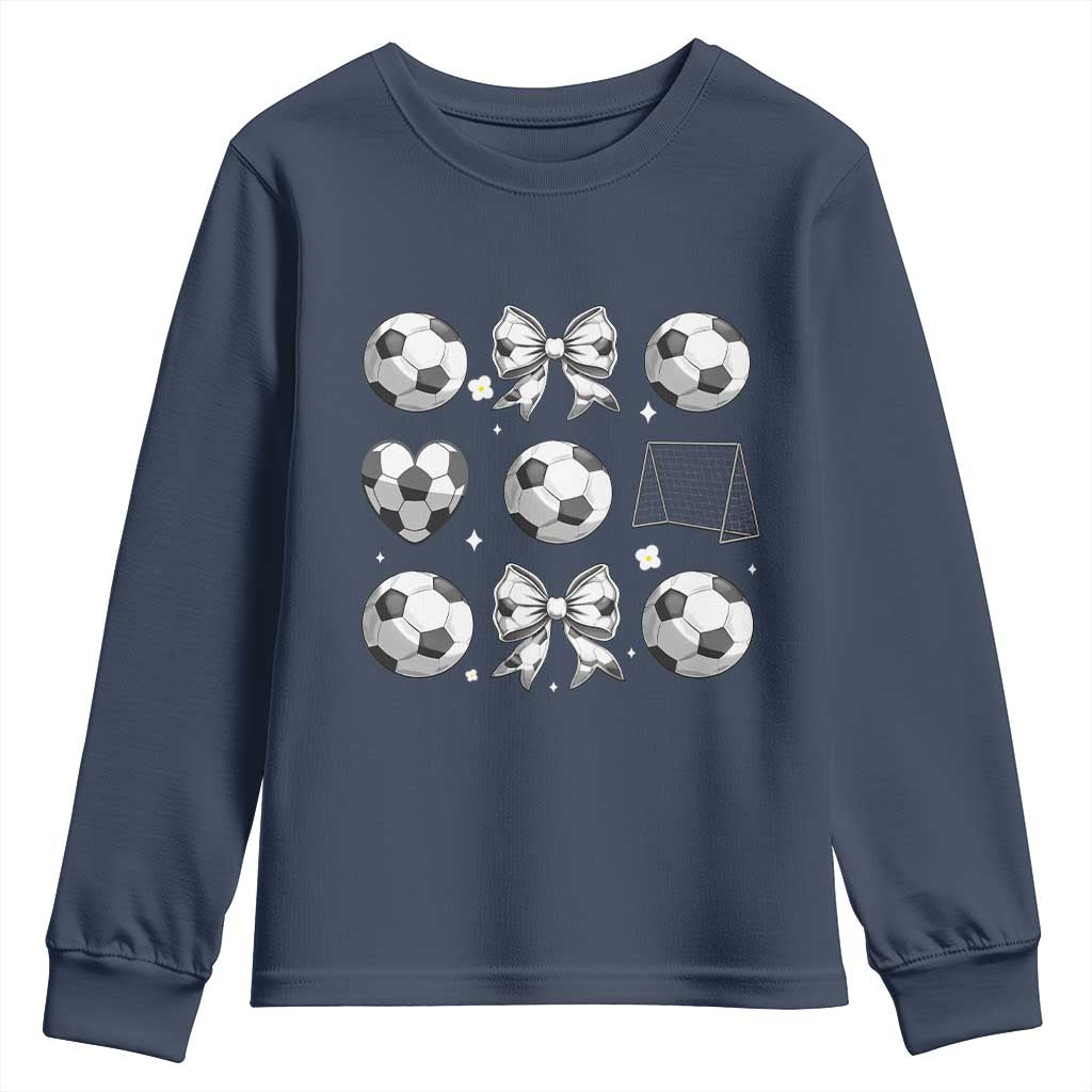 Game Day Coquette Aesthetic Youth Sweatshirt Soccer Mom Gifts TS12 Navy Print Your Wear