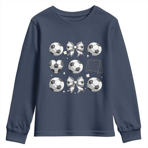 Game Day Coquette Aesthetic Youth Sweatshirt Soccer Mom Gifts TS12 Navy Print Your Wear