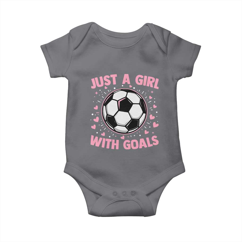 Just A Girl With Goals Baby Onesie Soccer Player Girl TS12 Charcoal Print Your Wear