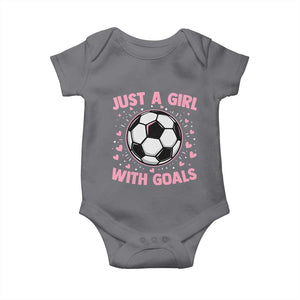 Just A Girl With Goals Baby Onesie Soccer Player Girl TS12 Charcoal Print Your Wear