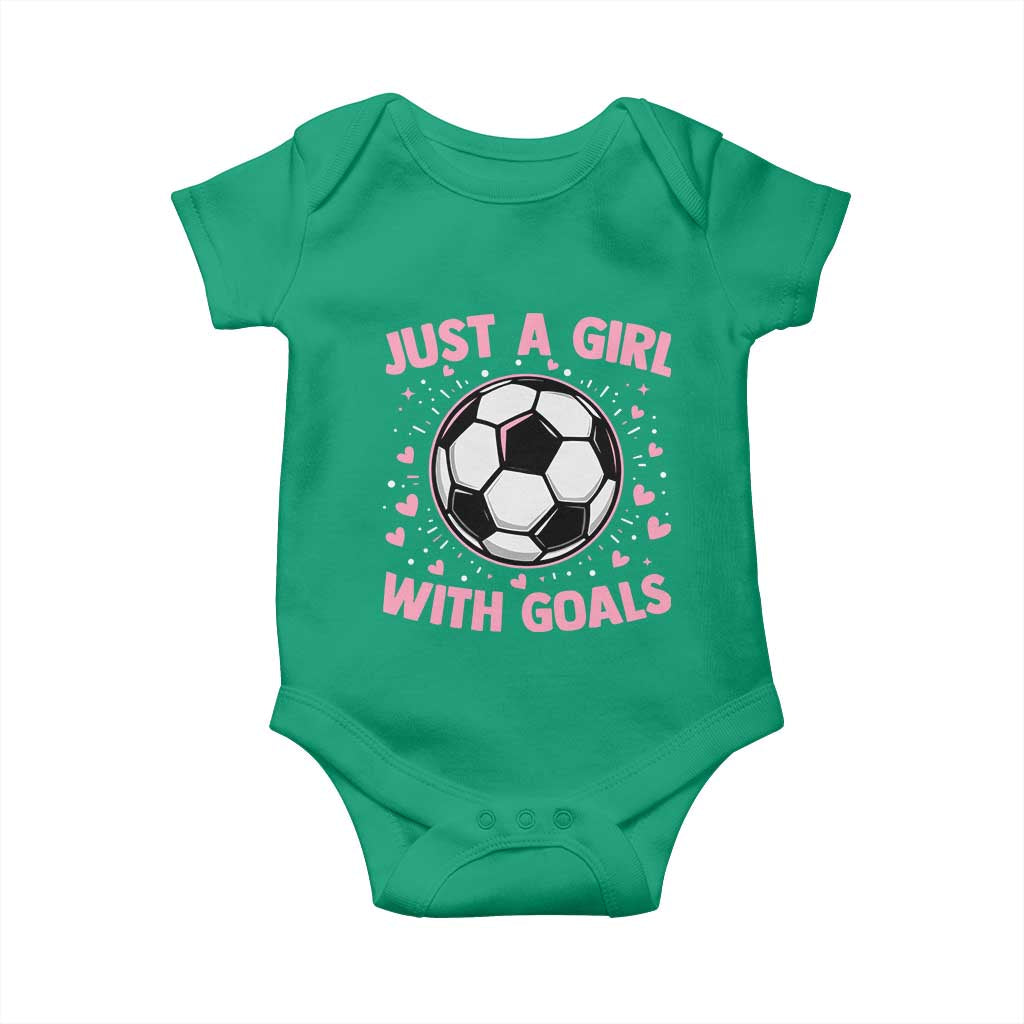 Just A Girl With Goals Baby Onesie Soccer Player Girl TS12 Irish Green Print Your Wear