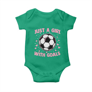 Just A Girl With Goals Baby Onesie Soccer Player Girl TS12 Irish Green Print Your Wear