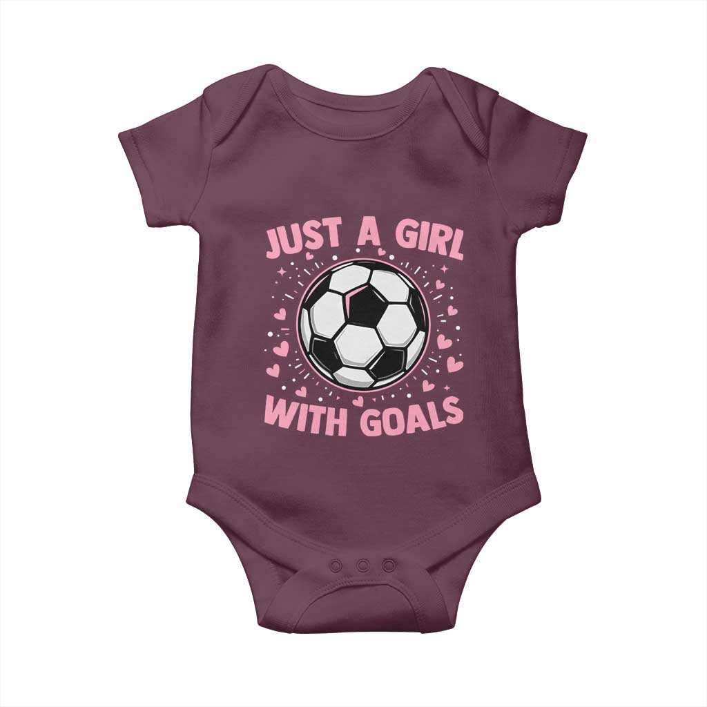 Just A Girl With Goals Baby Onesie Soccer Player Girl TS12 Maroon Print Your Wear