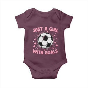Just A Girl With Goals Baby Onesie Soccer Player Girl TS12 Maroon Print Your Wear