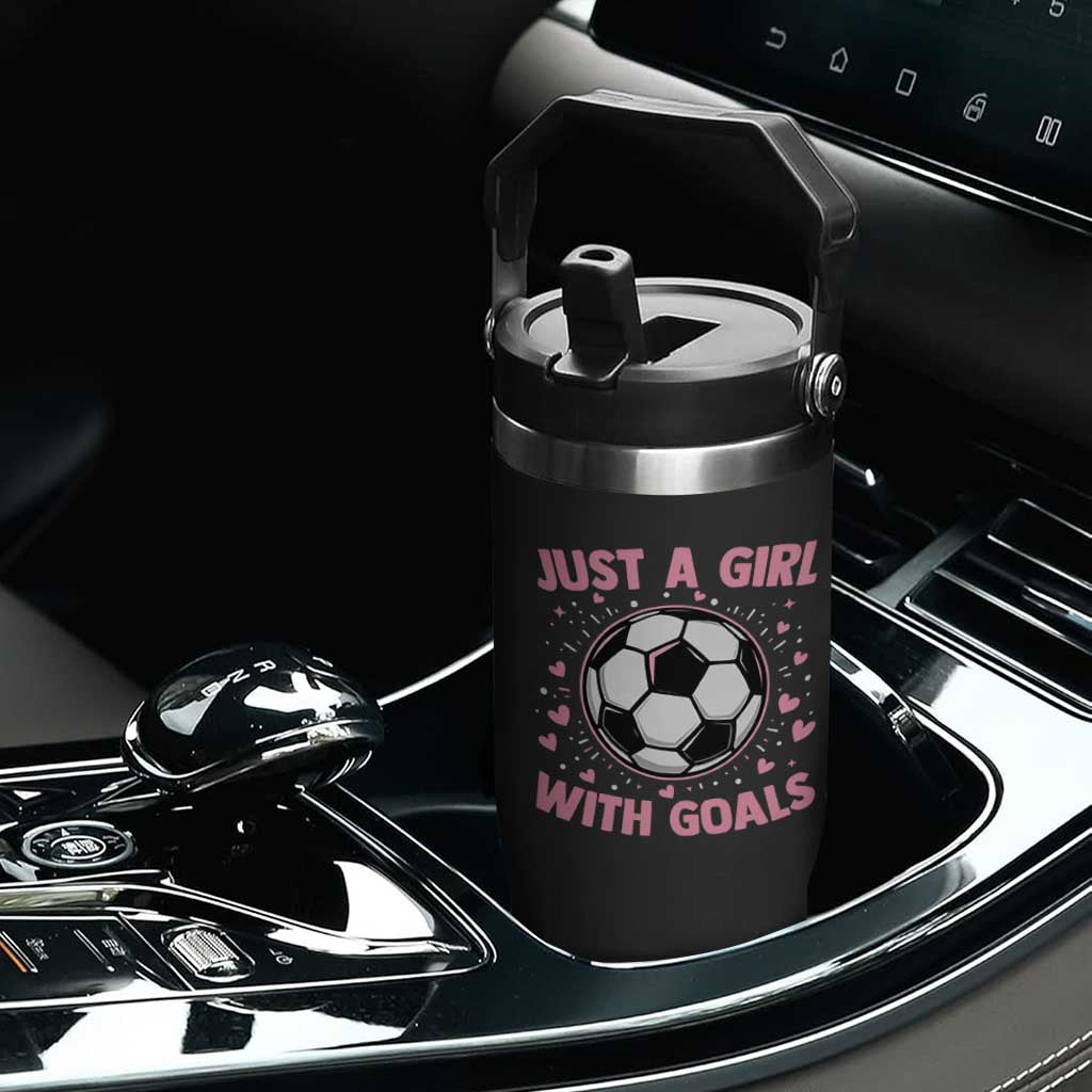 Just A Girl With Goals Flip Straw Tumbler Soccer Player Girl TS12 Print Your Wear