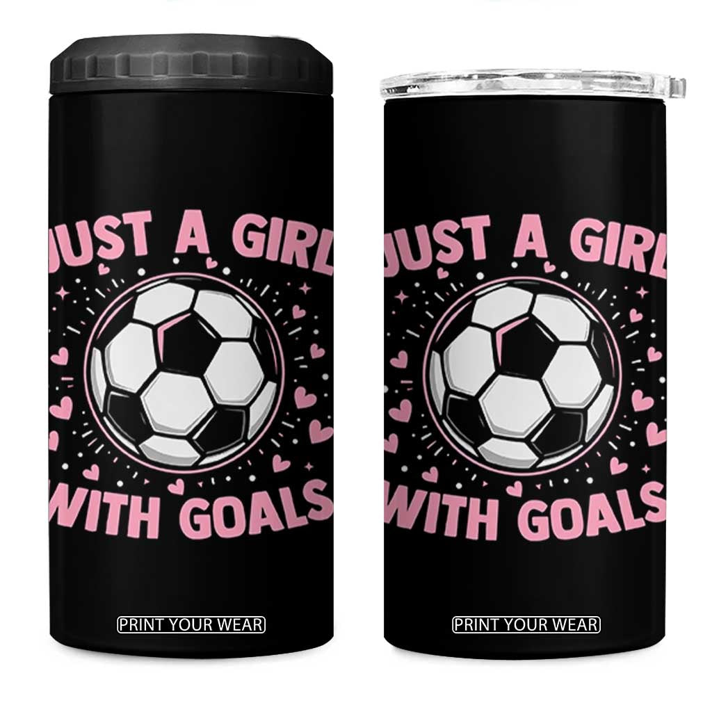 Just A Girl With Goals 4 in 1 Can Cooler Tumbler Soccer Player Girl TS12 One Size: 16 oz Black Print Your Wear