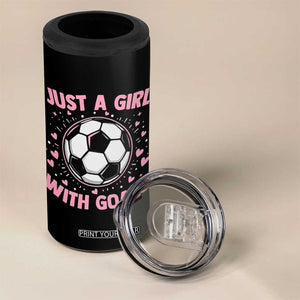 Just A Girl With Goals 4 in 1 Can Cooler Tumbler Soccer Player Girl TS12 Print Your Wear